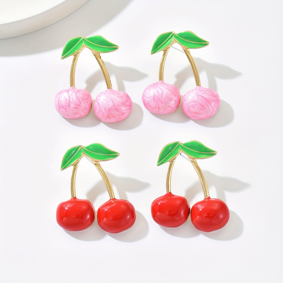 Cherry Drop Earrings 316 Stainless Steel Golden Tone